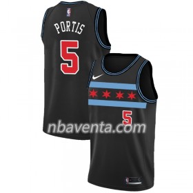 Camiseta Hombre Chicago Bulls Bobby Portis 5 2018-19 Nike City Edition Negro Swingman